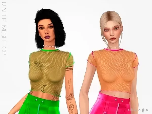 Alpha SHUNGA UNIF Mesh Top - The Sims 4 Custom Content