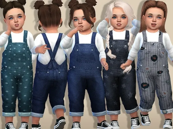 Maxis Match Cozy Denim Winter Overalls For Toddlers by Pinkzombiecupcakes - The Sims 4 Custom Content