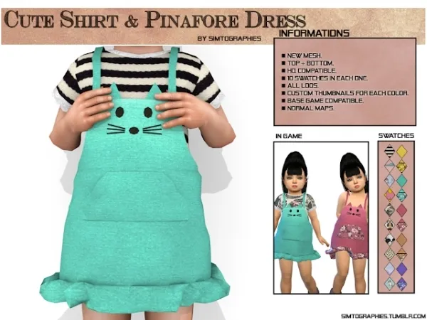 Alpha Cute Shirt Cute Pinafore Dress - The Sims 4 Custom Content