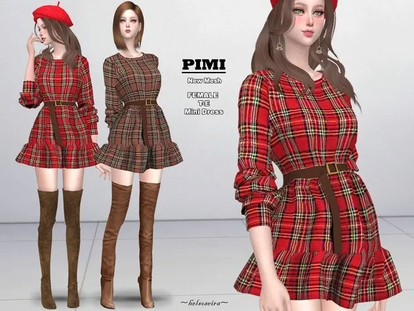 Alpha PIMI Mini Dress by thesimsresource - The Sims 4 Custom Content