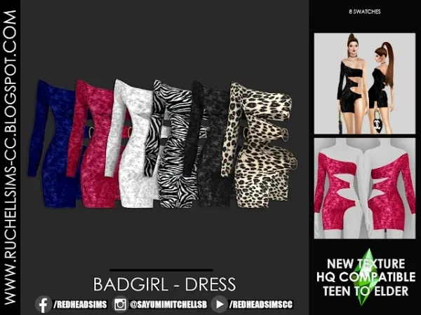 Alpha BadGirl Dress by ruchellsims - The Sims 4 Custom Content