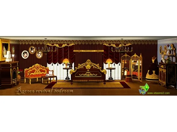 Rococo Revival Bedroom - The Sims 3 Custom Content
