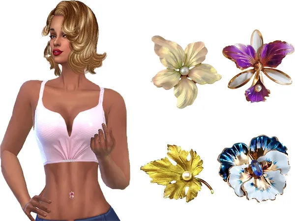 Mix Flower belly tattoos - The Sims 4 Custom Content