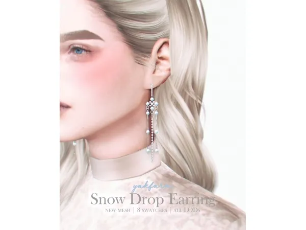 Alpha Snow Drop Earring - The Sims 4 Custom Content