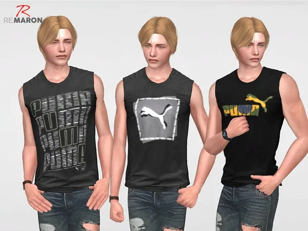 Alpha Puma Tank Top for men Mesh Needed - The Sims 4 Custom Content