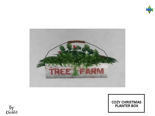 Cozy Christmas Clutter Rustic Planter Box - The Sims 4 Custom Content