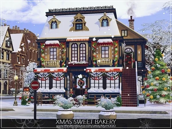 Alpha Xmas Sweet Bakery by MychQQQ no cc - The Sims 4 Custom Content