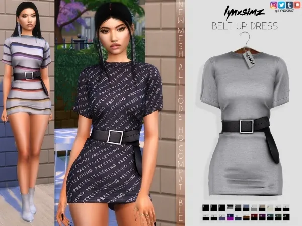 Alpha lynxsimz belt up dress - The Sims 4 Custom Content