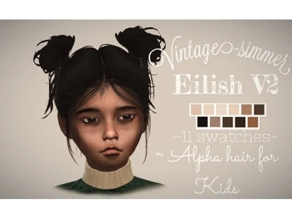 Mix Eilish v2 Hair - The Sims 4 Custom Content
