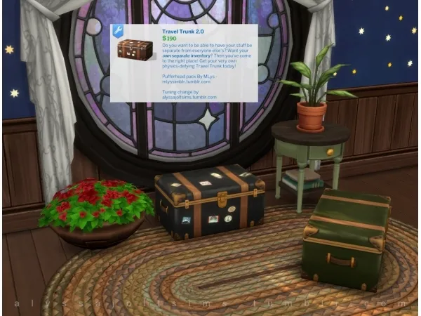 Alpha Pufferhead Stuff Travel Trunk Dorm Chest Version aka Travel Trunk 20 - The Sims 4 Custom Content