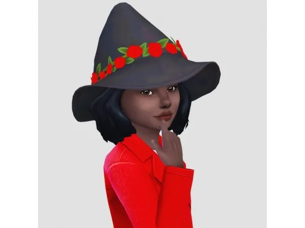 Maxis Match kids accessory conversion rose witches hat by simlaughlove by servotea - The Sims 4 Custom Content