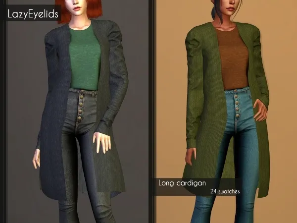 Alpha Long cardigan - The Sims 4 Custom Content