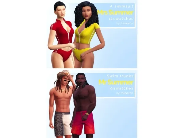 Maxis Match Mr Mrs Summer a set of swimwear by Joliebean - The Sims 4 Custom Content