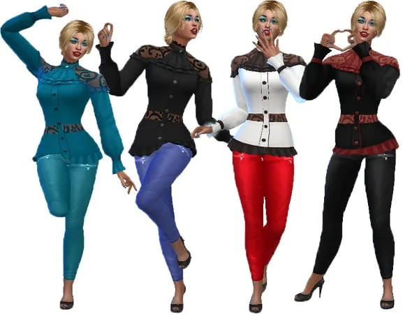 Alpha Lace top with denim pants (Need Vampires) - The Sims 4 Custom Content