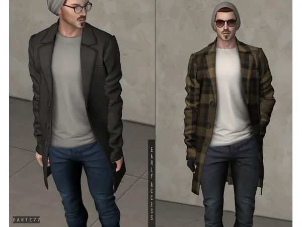 Alpha Wool Overcoat (T shirt) by simsfinds - The Sims 4 Custom Content