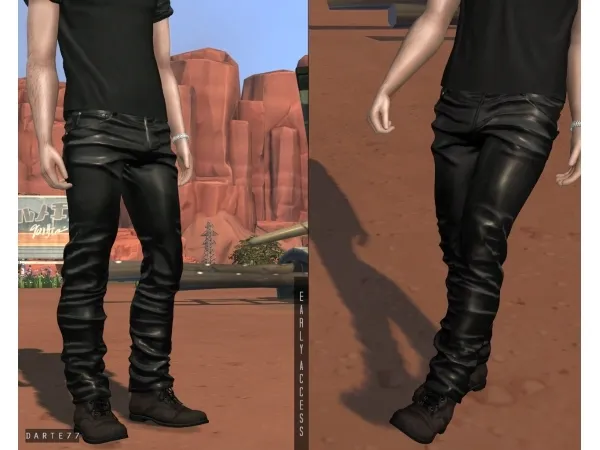 Alpha Leather Pants (V1 V2) - The Sims 4 Custom Content