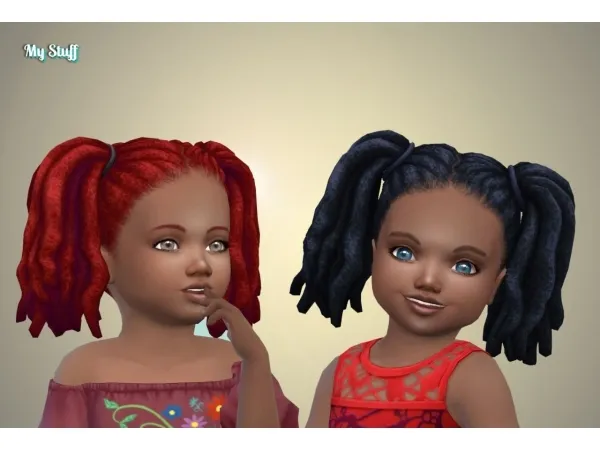 Maxis Match Pigtails Dreads for Toddlers by simsfinds - The Sims 4 Custom Content