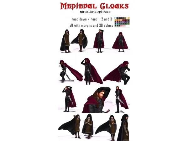 Alpha Medieval Cloaks Auditore by Natalia - The Sims 4 Custom Content