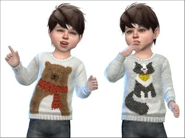 Alpha Sweater for Toddler Boys 02 Cats and Dogs needed - The Sims 4 Custom Content