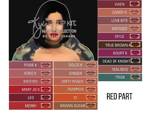 Maxis Match KYLIE MATTES COLLECTION RED PART - The Sims 4 Custom Content