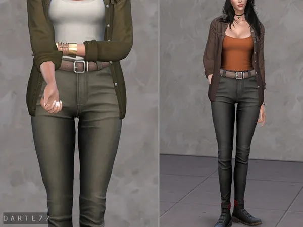 Alpha Belted High Rise Jeans - The Sims 4 Custom Content