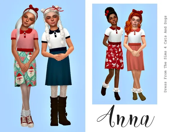 Maxis Match Anna Dress Child Recolor Cats And Dogs - The Sims 4 Custom Content