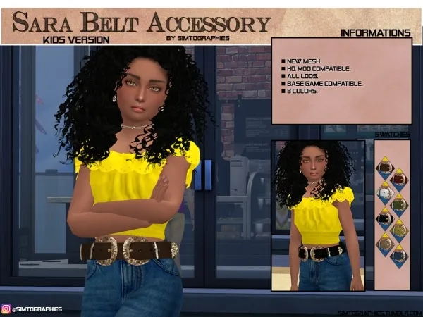 Alpha Sara Belt (Kids Version) - The Sims 4 Custom Content