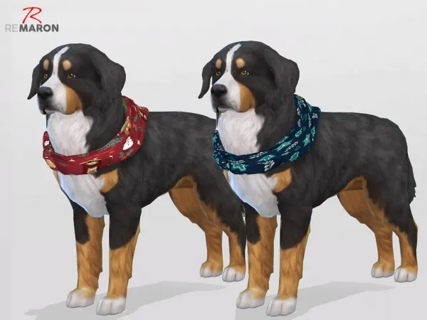 Maxis Match Bandana for Large Dogs Xmas gift by ReMaron - The Sims 4 Custom Content