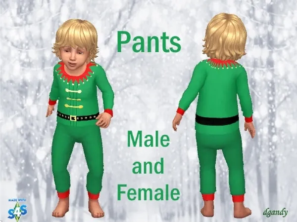 Christmas Elf Pajamas 2019 Toddler (Male and Female) Pants - The Sims 4 Custom Content