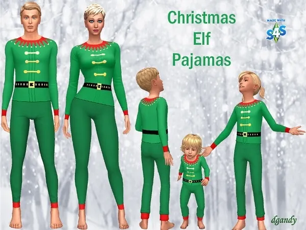 Alpha Christmas Elf Pajamas 2019 Set - The Sims 4 Custom Content