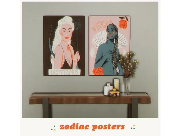 Alpha Zodiac Posters by herbalia - The Sims 4 Custom Content