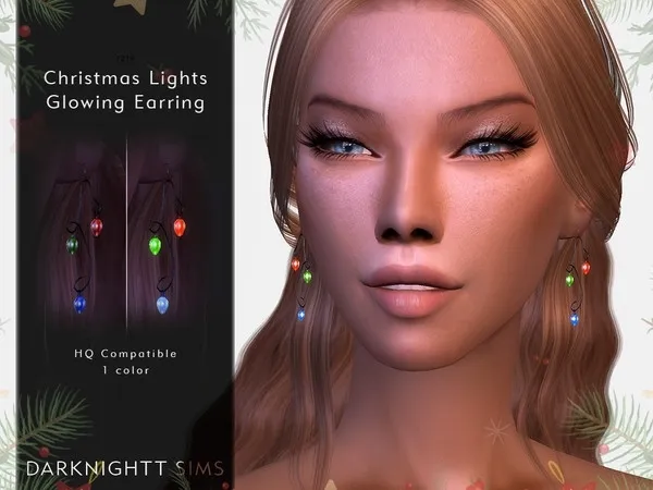 Alpha Christmas Lights Glowing Earrings - The Sims 4 Custom Content