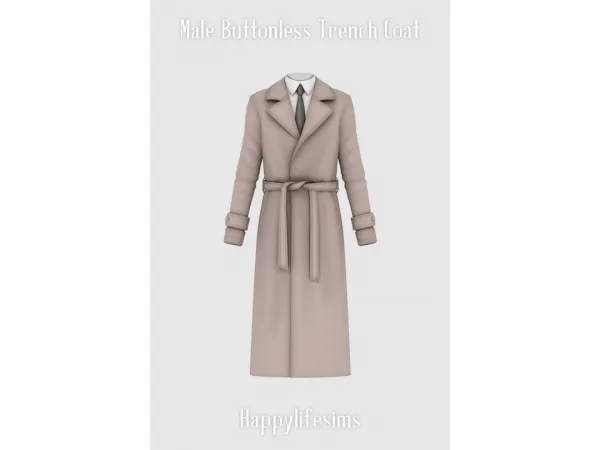 Maxis Match [Lonelyboy] Male Buttonless Trench Coat - The Sims 4 Custom Content