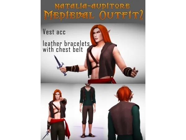 Maxis Match Medieval Outfit 2 MALE ONLY Auditore by Natalia - The Sims 4 Custom Content