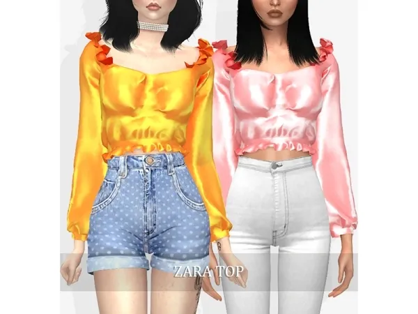 Alpha Zara Ruffle Top - The Sims 4 Custom Content