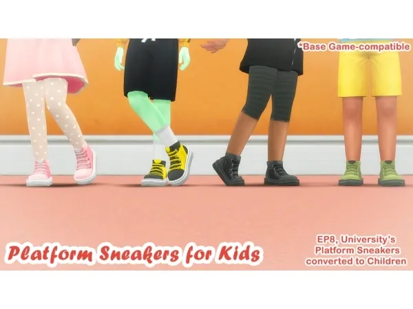 Alpha DUs (EP8) Platform Sneakers converted to Children - The Sims 4 Custom Content
