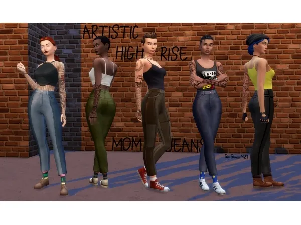 Alpha Artistic High Rise Mom Jeans by SimSlayer421 - The Sims 4 Custom Content