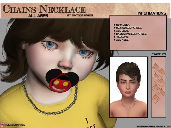 Alpha Chains Necklace (All Ages) - The Sims 4 Custom Content