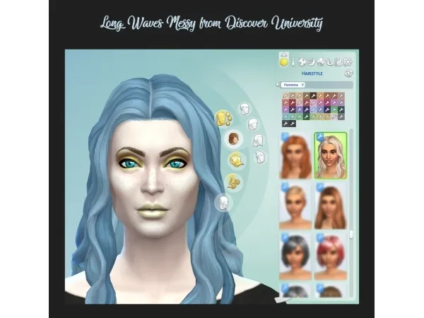 Maxis Match Long Waves Messy Hair Females Discover University by Simmiller - The Sims 4 Custom Content