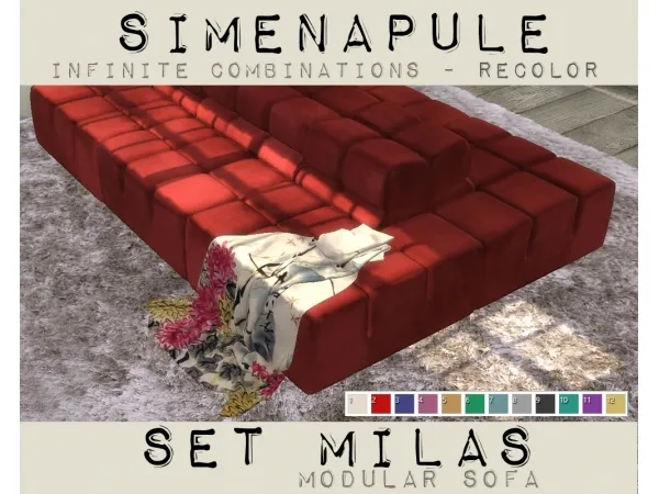 Alpha Set Milas Modular Sofa Velvet RECOLOR - The Sims 4 Custom Content