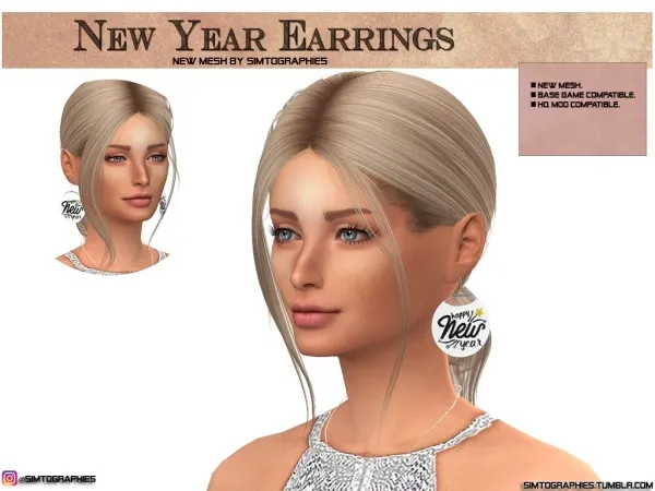 Alpha New Year Earrings - The Sims 4 Custom Content