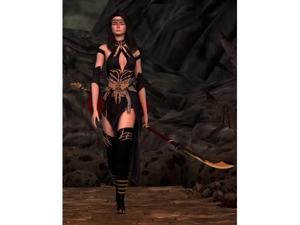 Alpha Mortal Combat 11 Sindel Outfits Accessories by astya96 - The Sims 4 Custom Content