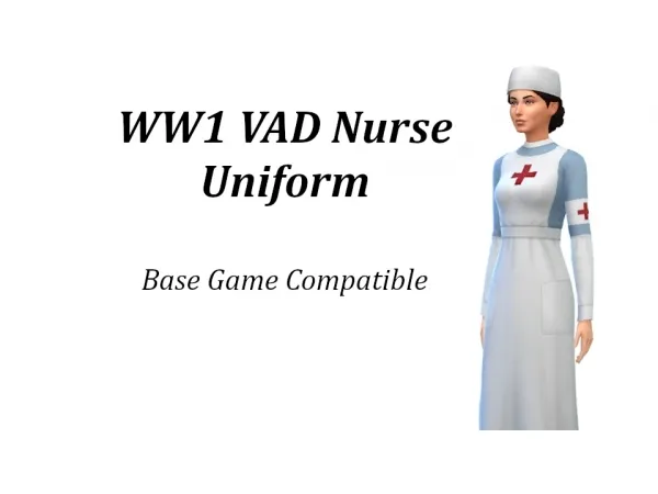 Alpha First World War VAD Nurse Uniform - The Sims 4 Custom Content