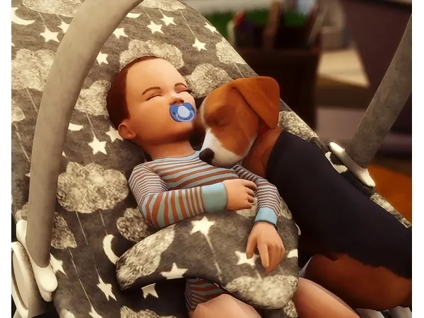Maxis Match Baby and Puppy Posepack by simsfinds - The Sims 4 Custom Content