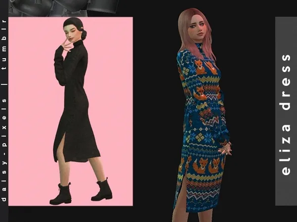 Alpha Eliza Dress ( ) by daisypixels - The Sims 4 Custom Content