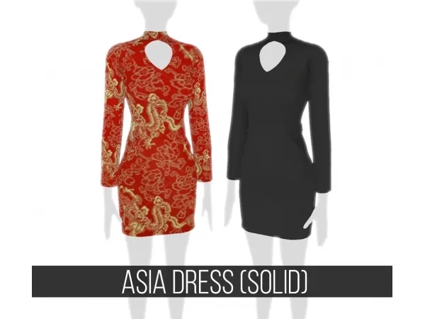 Alpha ASIA DRESS (SOLID) by fifthscreations - The Sims 4 Custom Content