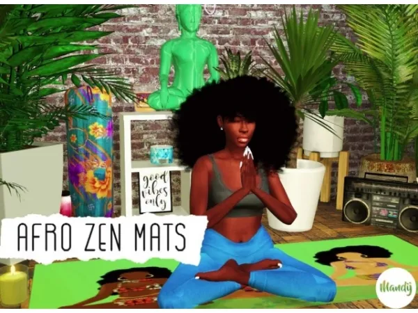 Alpha Afro Zen Yoga Mats - The Sims 4 Custom Content