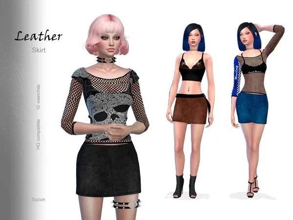 Mix Leather Skirt - The Sims 4 Custom Content