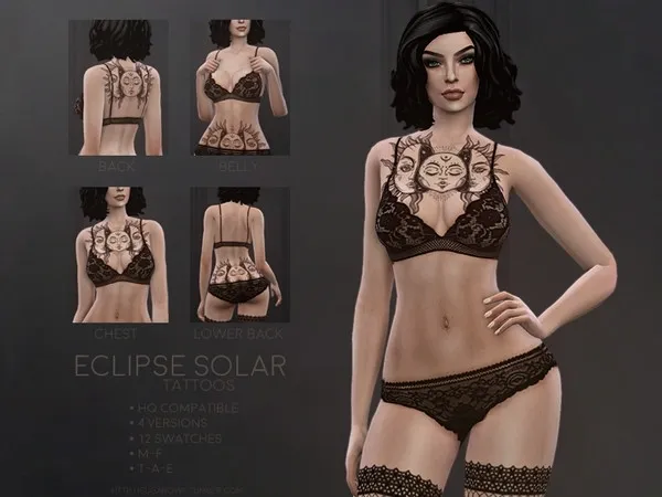Mix Eclipse Solar tattoo - The Sims 4 Custom Content