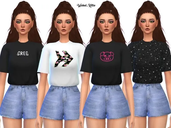 Alpha Edgy Tee Shirt Pack Mesh Needed - The Sims 4 Custom Content